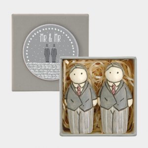 Handmade figures Groom & Groom in presentation box for gift or wedding cake topper