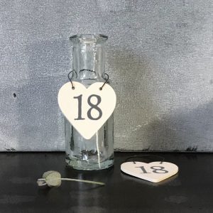 Heart shaped sign with number 18
